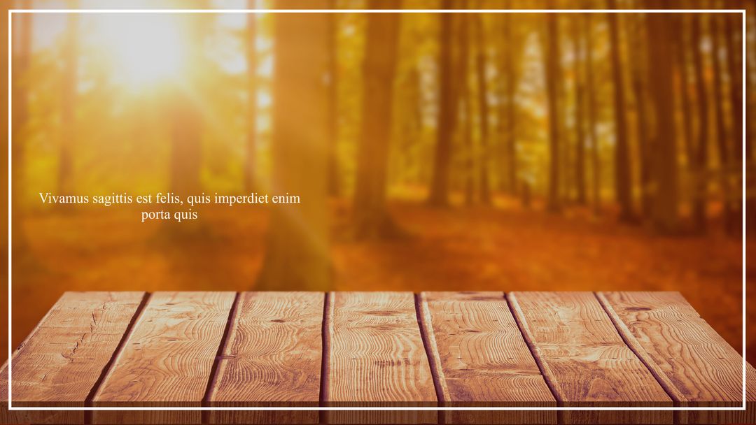 Wooden Platform with Autumn Forest and Setting Sun