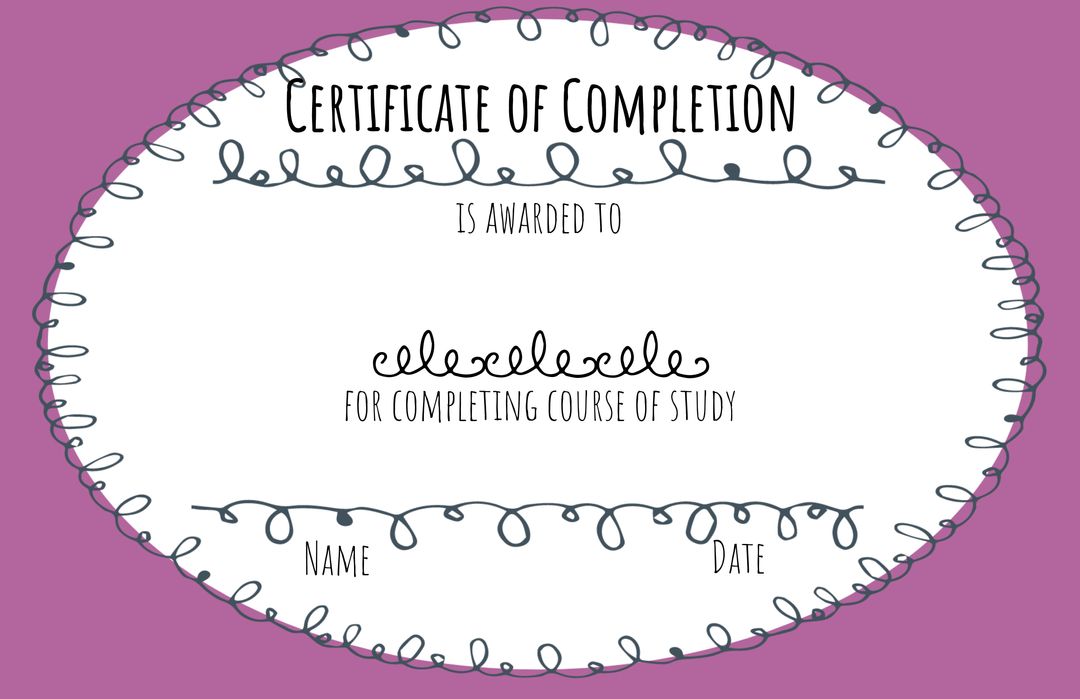 Certificate of Completion Template on Purple Background - Download Free Stock Templates Pikwizard.com