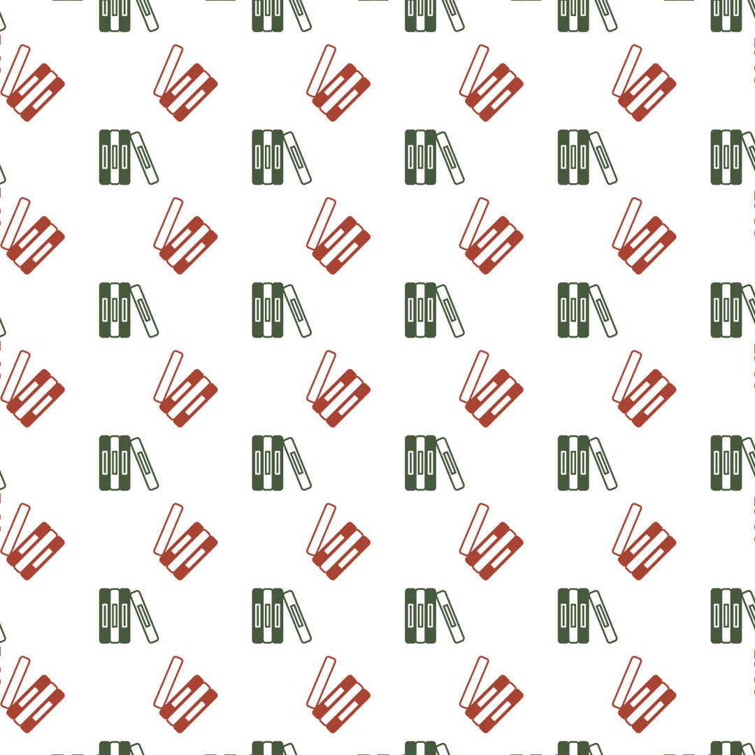 Seamless Transparent Pattern with Books Symbol in Green and Red