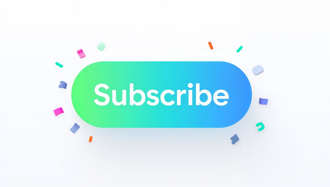 Gradient Subscribe Button with Confetti Accent Rounded Pill Call to Action Minimalist UI