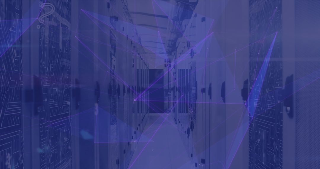 Futuristic Data Center Server Corridor with LED Displays