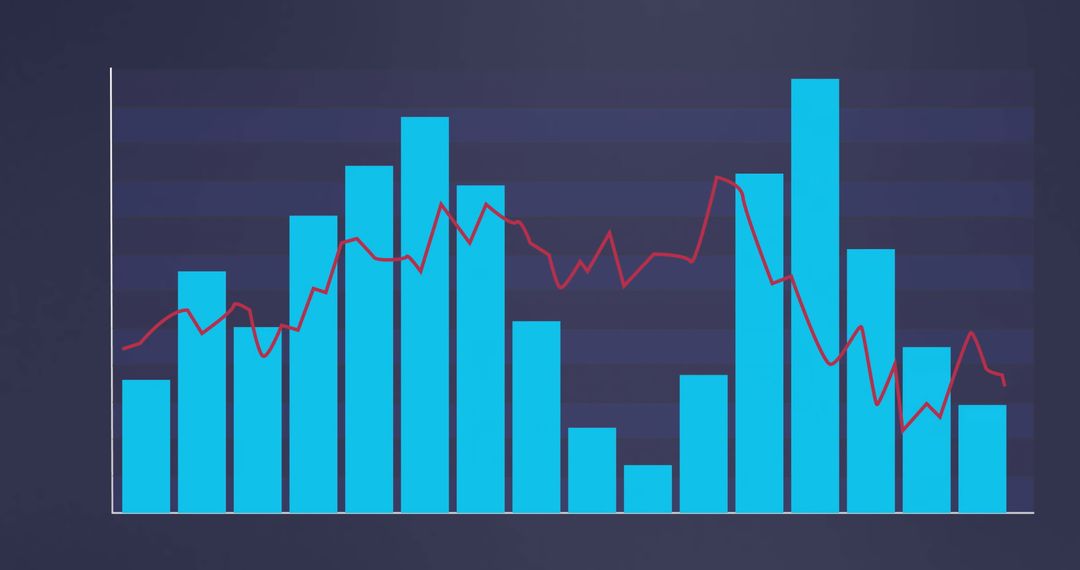 Financial Growth Bar and Line Graph on Digital Background