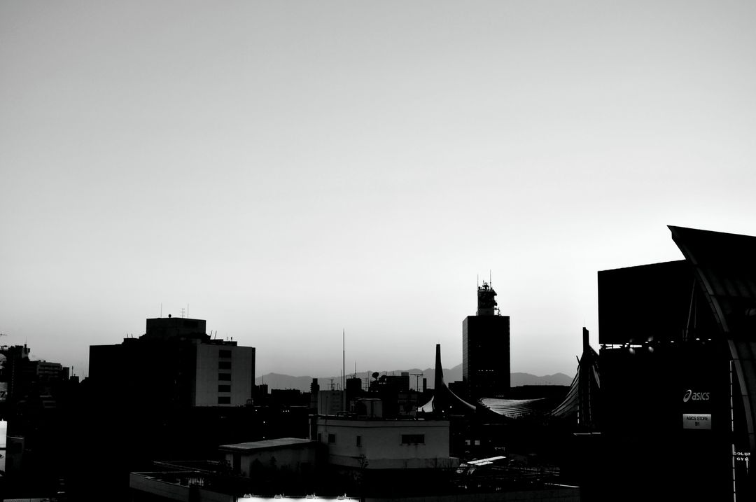Black and White Cityscape at Dusk with Clear Sky - Free Images, Stock Photos and Pictures on Pikwizard.com
