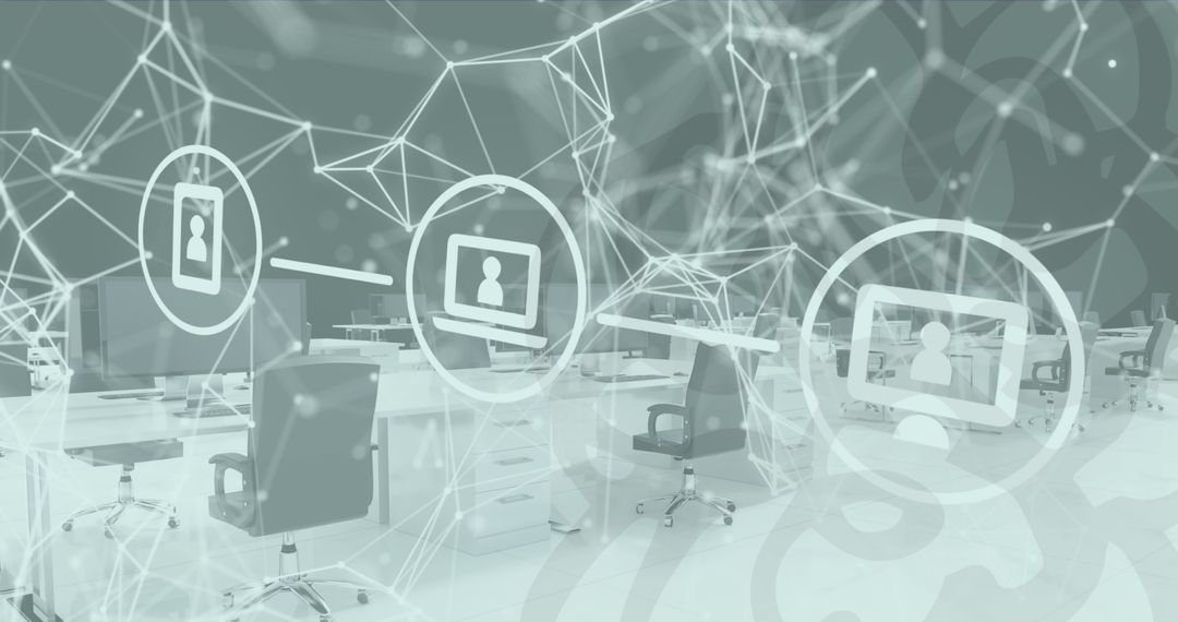 Digital Network Overlay in Modern Office Desk Array