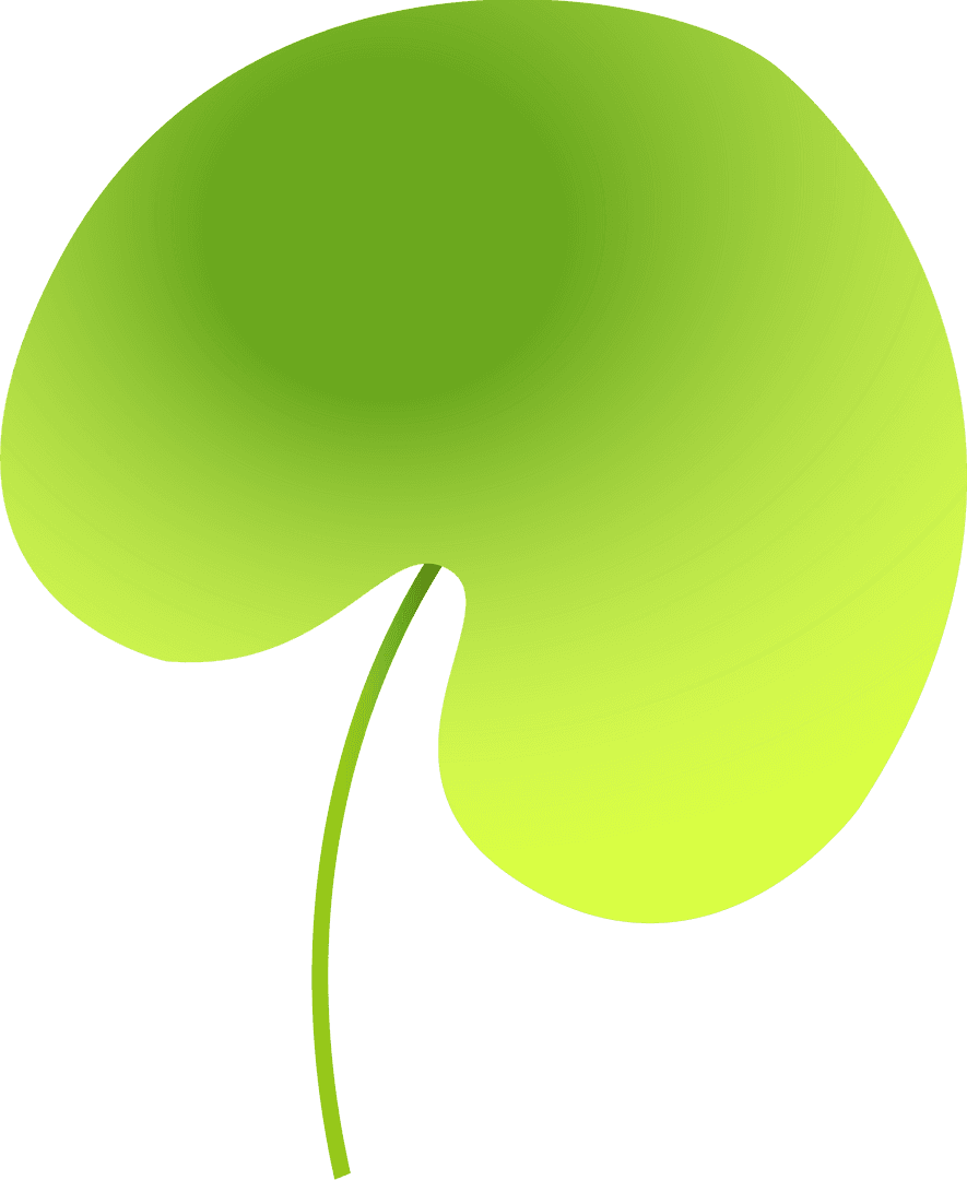 Vibrant Gradient Leaf Flat Design on Transparent Background