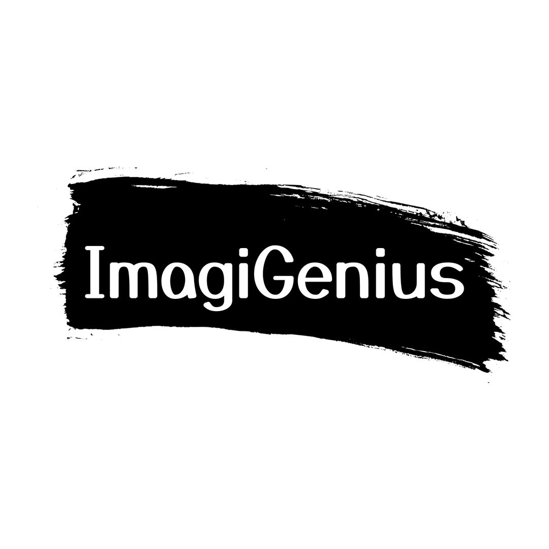 Bold Black Brush Stroke with ImagiGenius Text Promoting Creativity - Download Free Stock Templates Pikwizard.com