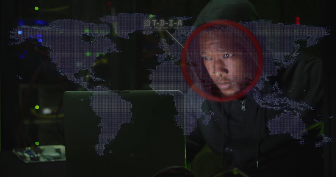 Hacker in Data Center Engaging in Cybersecurity Breach