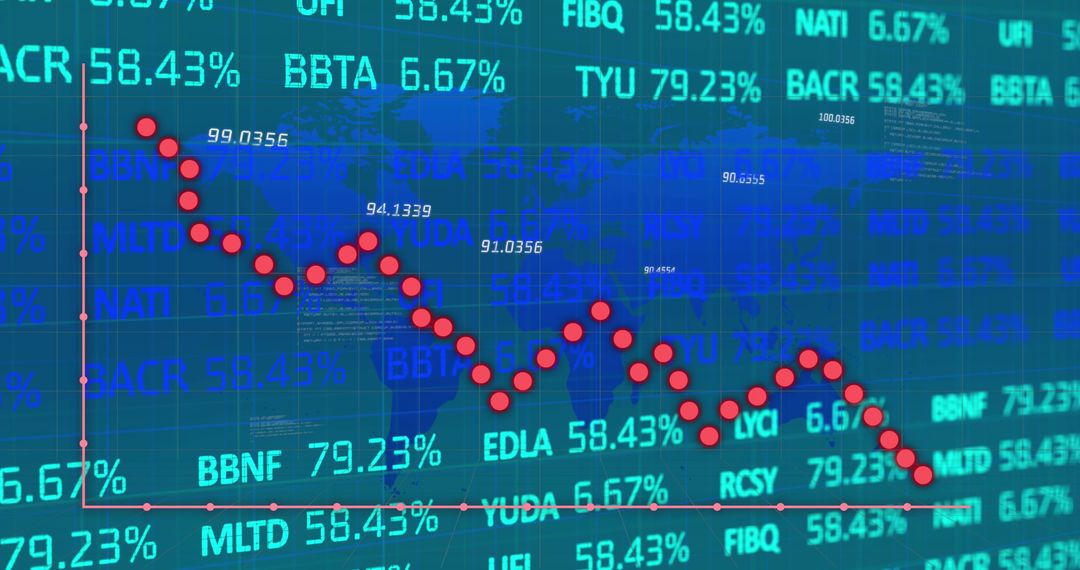 Declining Global Stock Market Trend on Digital Display