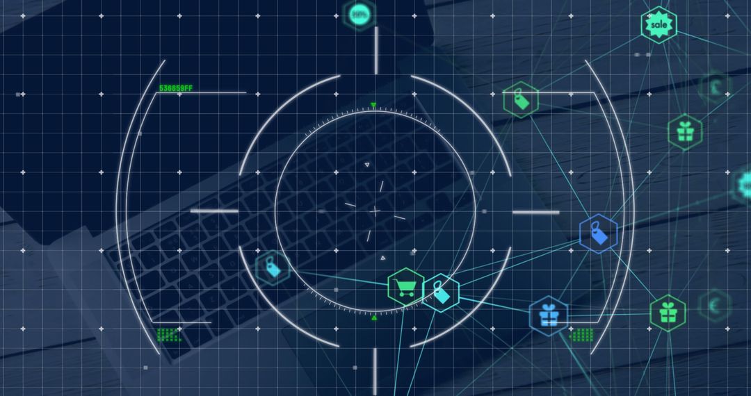 Digital Interface Network with Global Connections Over Laptop