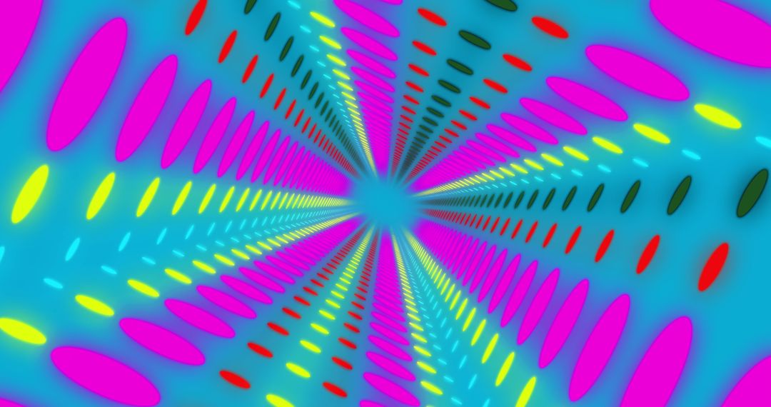 Vibrant Neon Tunnel with Abstract Circular Patterns