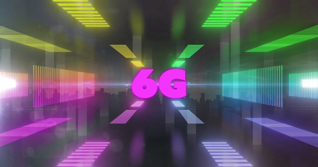 Futuristic 6G Technology in a Digital Cityscape