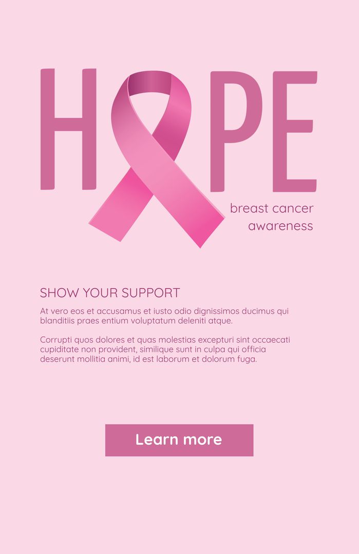 Hope and Breast Cancer Awareness Pink Ribbon Poster - Download Free Stock Templates Pikwizard.com