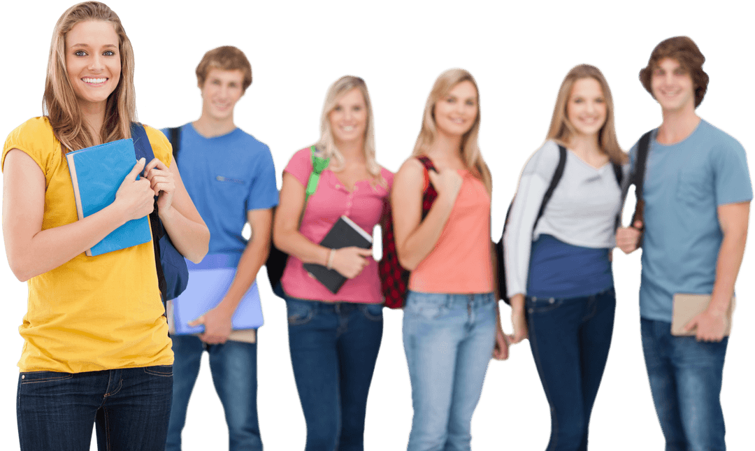 Transparent Diverse Students Team Ready for Education Success