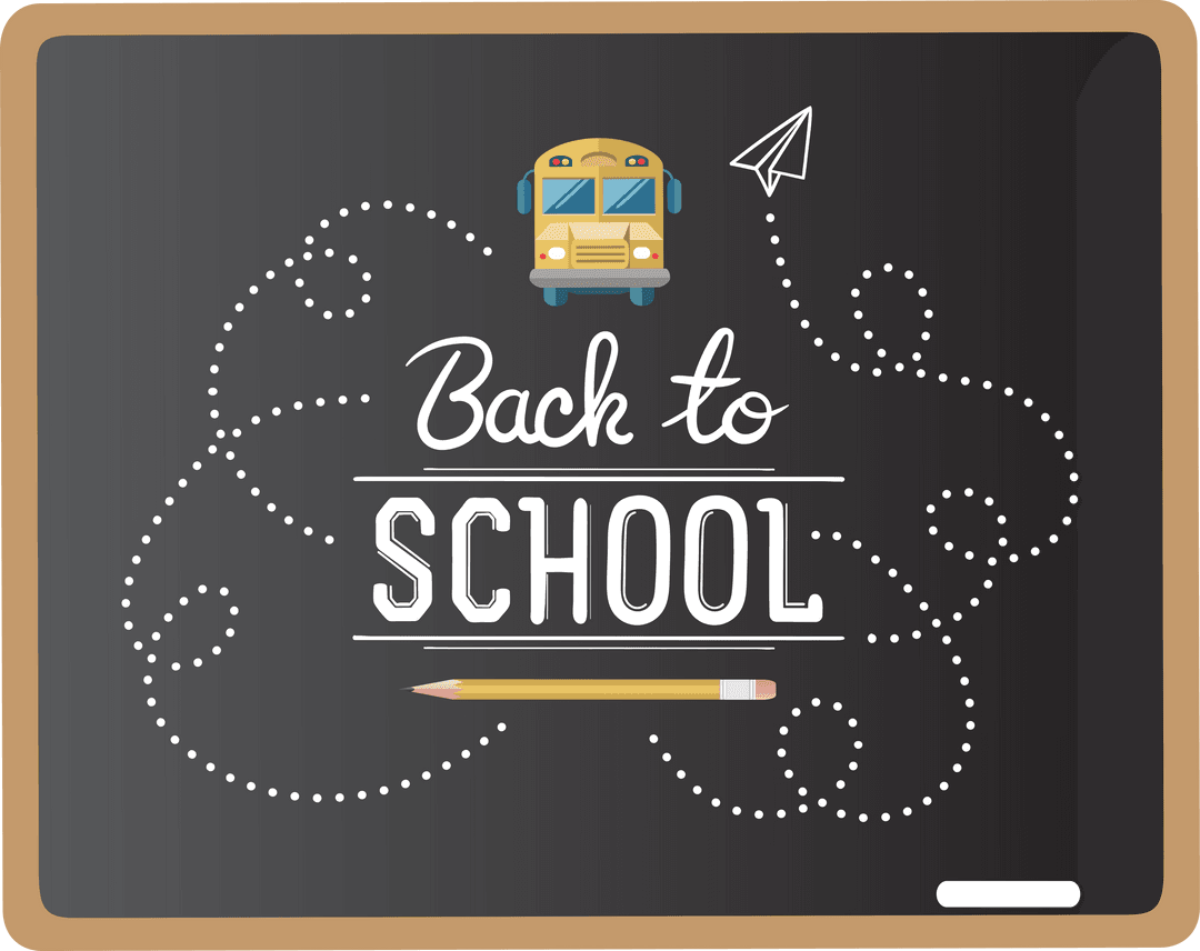 Blackboard with Back to School Text on Transparent Background