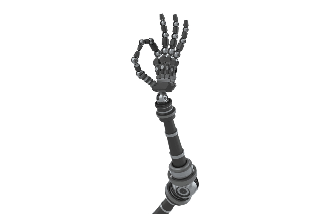 Transparent Robotic Hand Gesturing OK Personalized for Digital Use