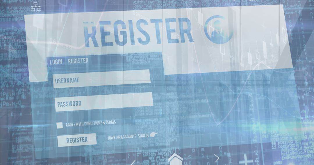 Registration Page Overlay with Futuristic Blue Background - Free Images, Stock Photos and Pictures on Pikwizard.com