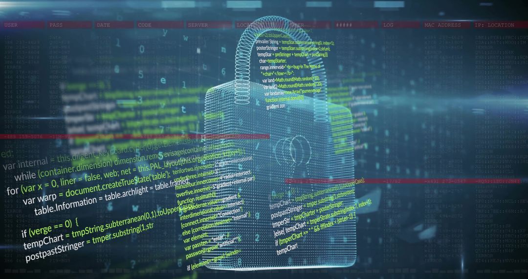 Cybersecurity Concept with Digital Lock and Data Overlay