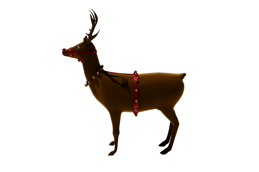 Transparent Rudolph Santa Reindeer With Bells Illustration