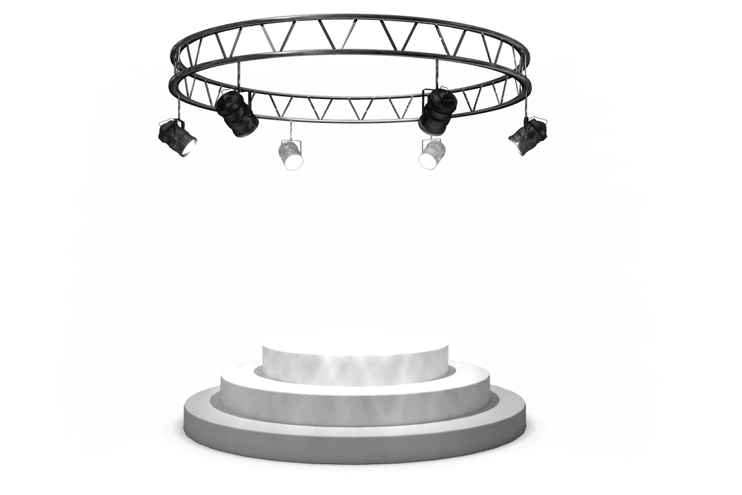 Transparent Stage with Spotlights Over Round Platform