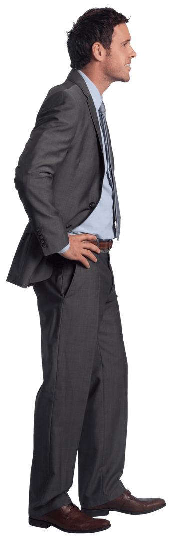 Smiling Businessman in Suit Posing with Confidence Transparent Background