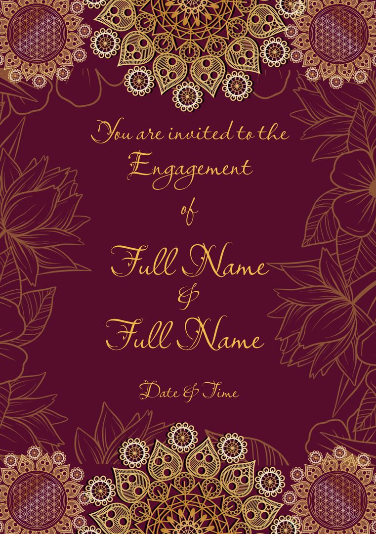 Elegant Indian Engagement Invitation with Traditional Floral Patterns - Download Free Stock Templates Pikwizard.com