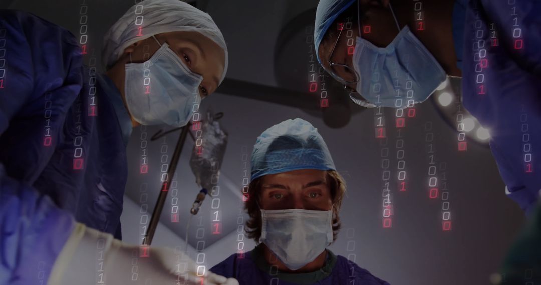 Surgeons in a High-Tech Operating Room with Binary Overlay