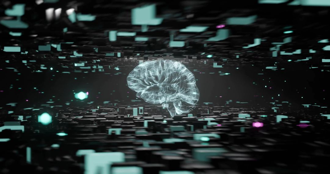 Futuristic AI Brain with Data Particles