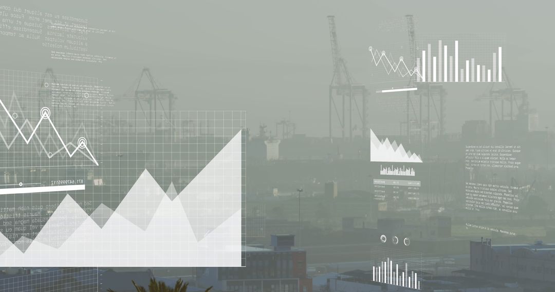 Futuristic Cityscape Merging Technology and Data Visualizations
