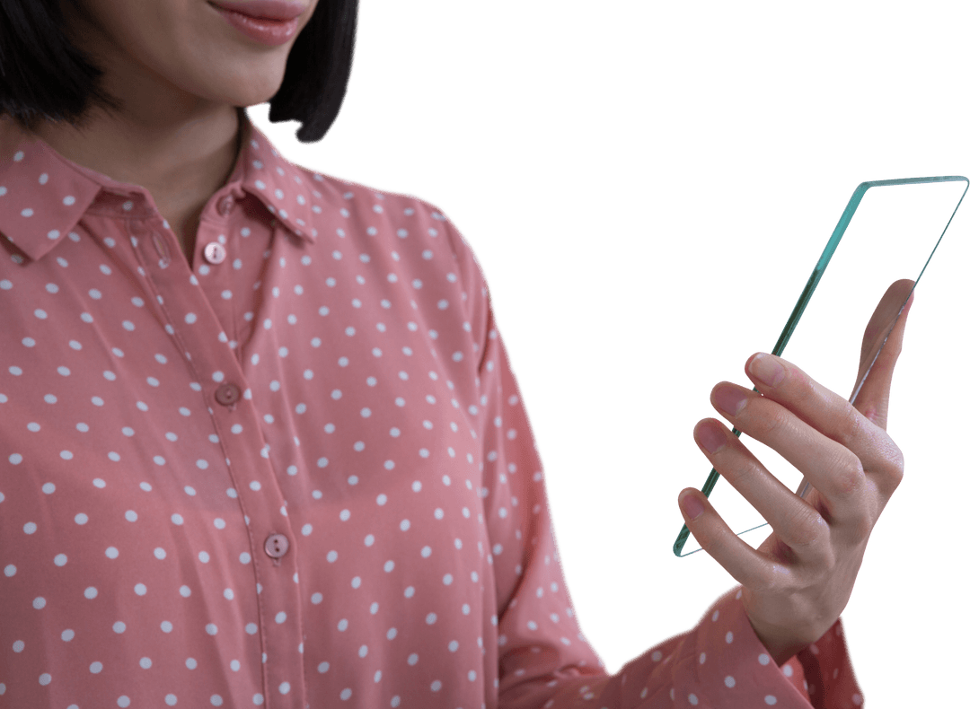 Transparent Smartphone Showing Futuristic Technology Held by Woman