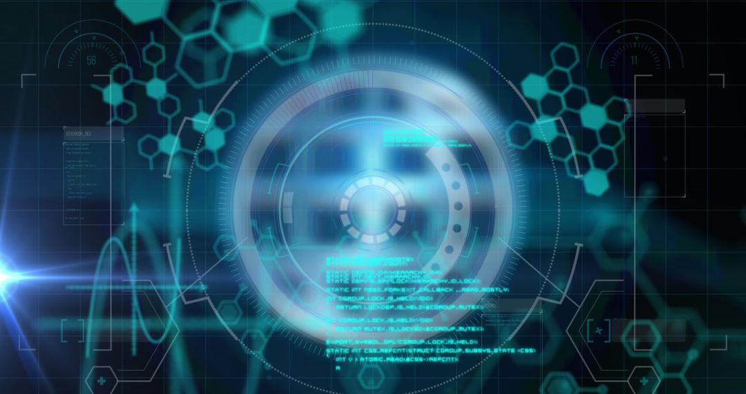 Futuristic Digital Interface with Holographic Data Elements