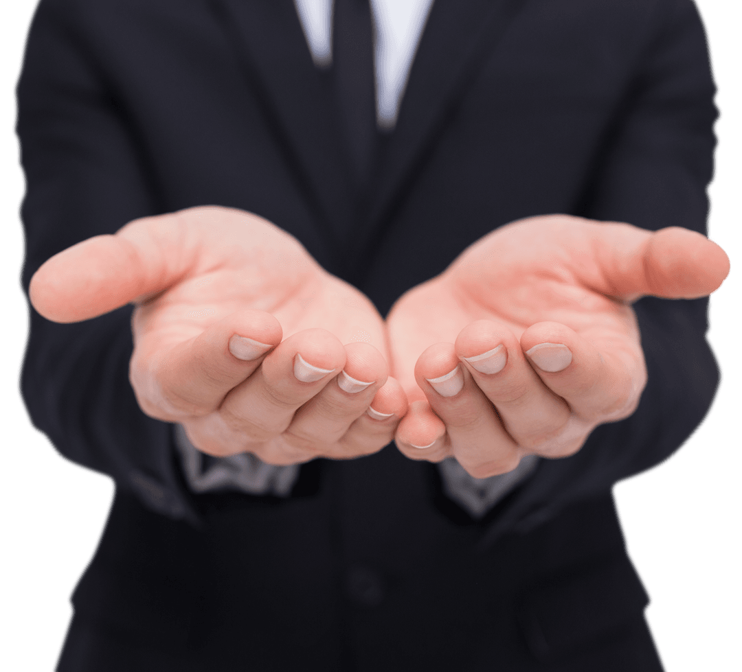 Transparent Hands of Businessman Reaching Out in Suit