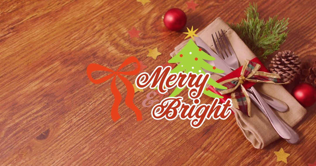 Festive Holiday Dining Concept with Merry and Bright Message