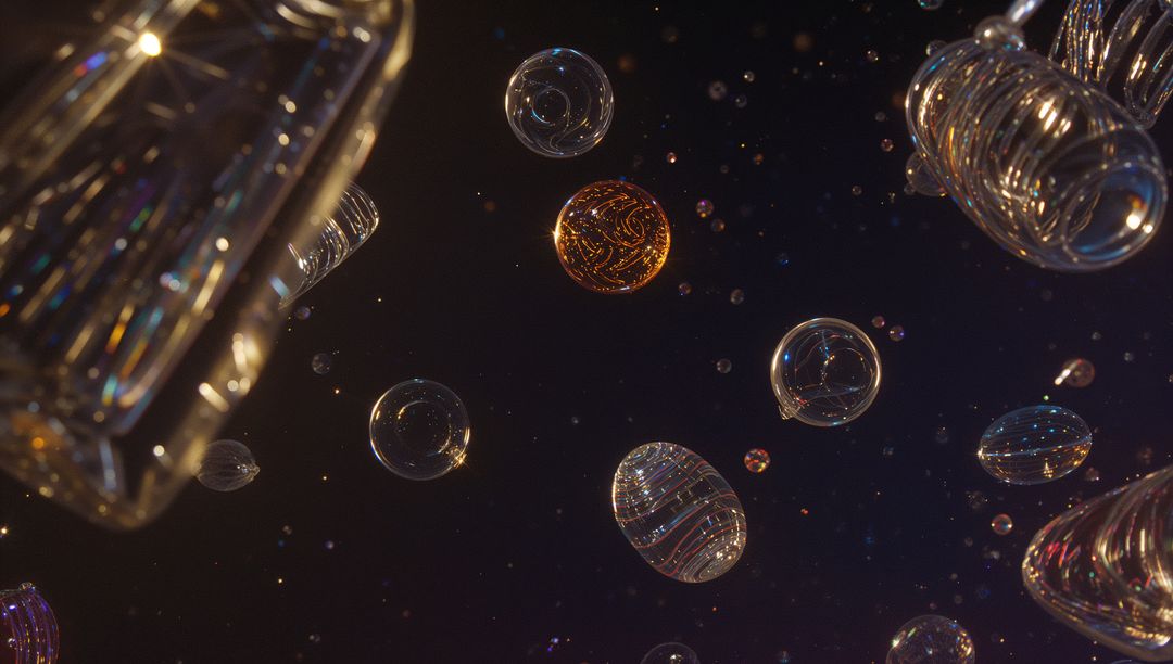 Abstract Floating Spheres in Futuristic Space