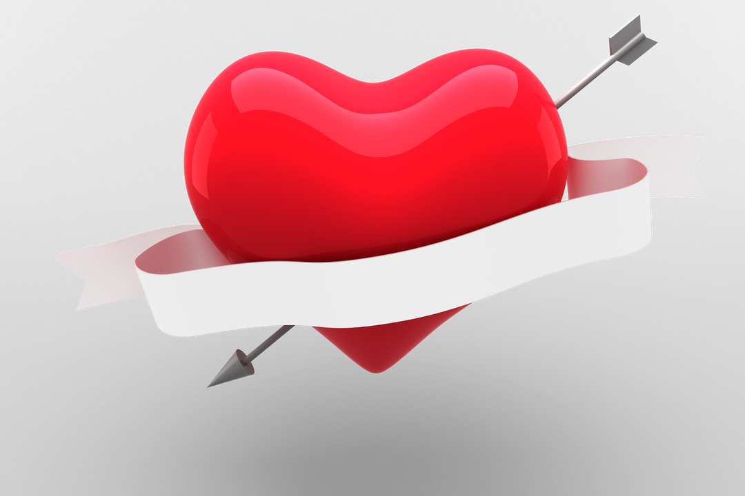 Red Heart with Arrow and Blank Banner for Text on Transparent Background - Download Free Stock Images Pikwizard.com