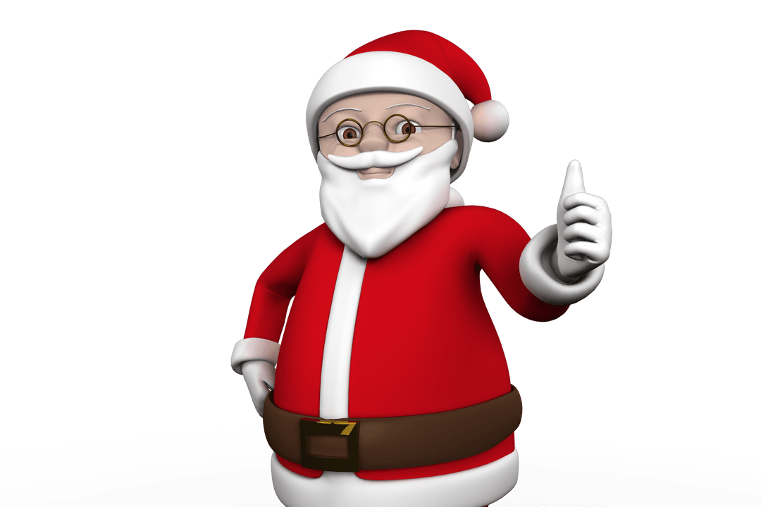 Cheerful Cartoon Santa Claus Showing Positive Gesture with Transparent Background