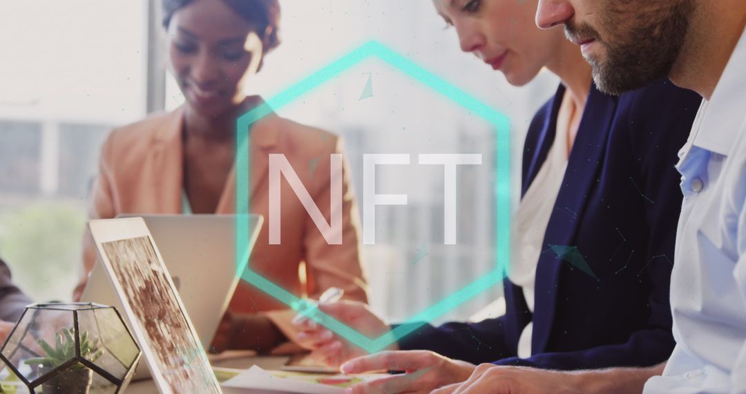Diverse Business Team Engaged with NFT Digital Marketing