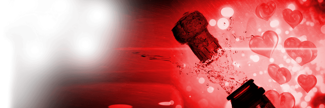 Transparent Red Champagne Pop With Floating Hearts Digital Art