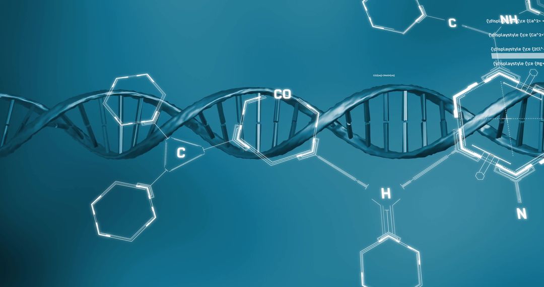 Digital DNA Strand Intertwined with Futuristic Data Technology