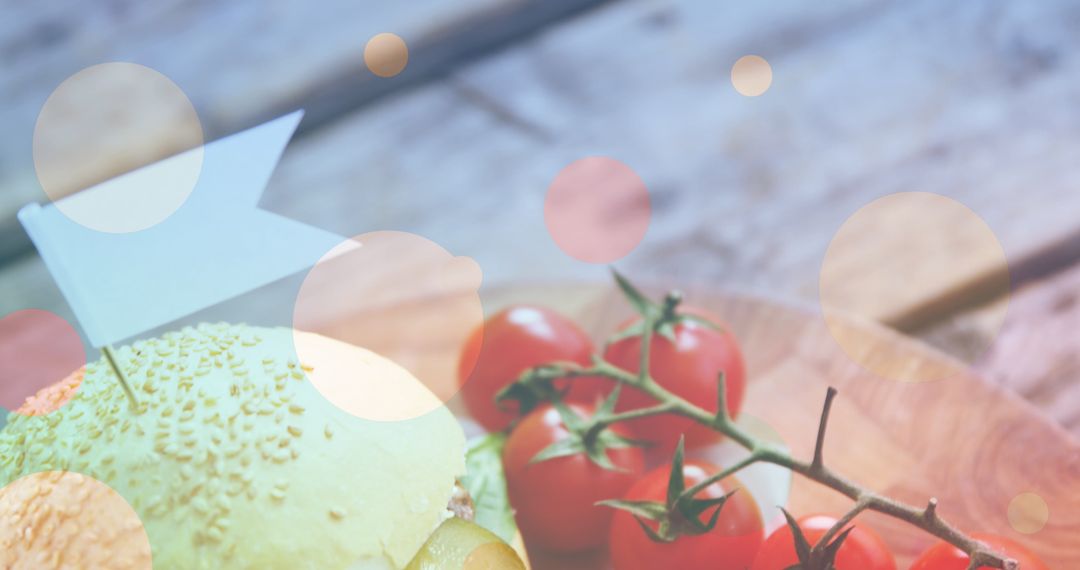 Colorful Abstract Overlay on Classic Burger Meal