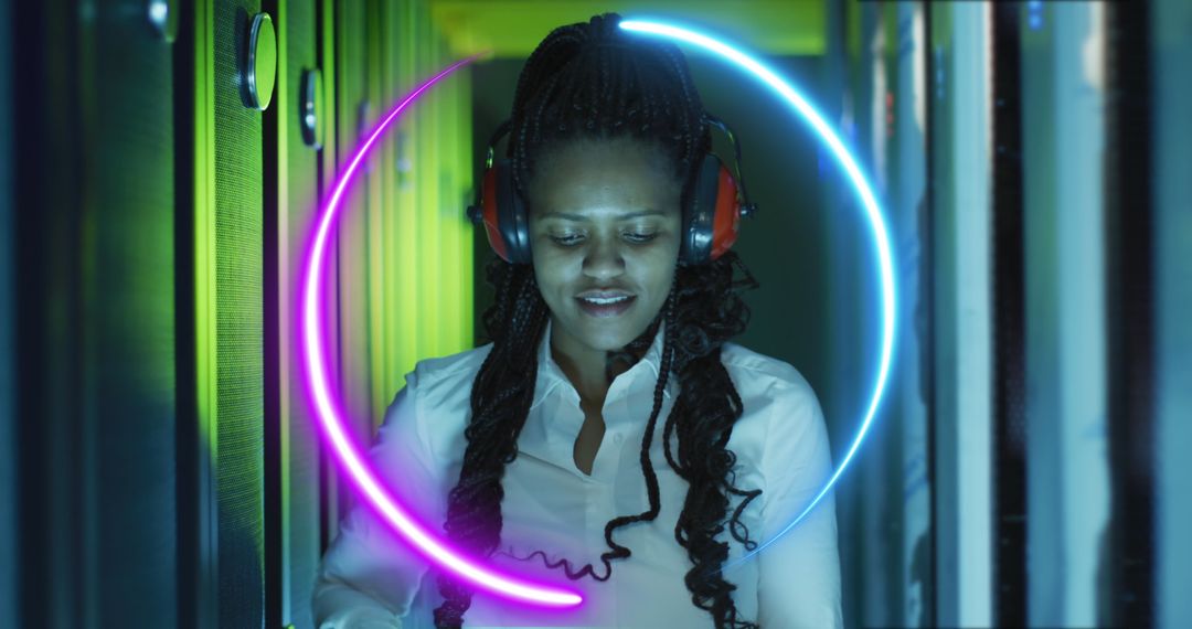 IT Engineer Managing Data in Cyber Security Center