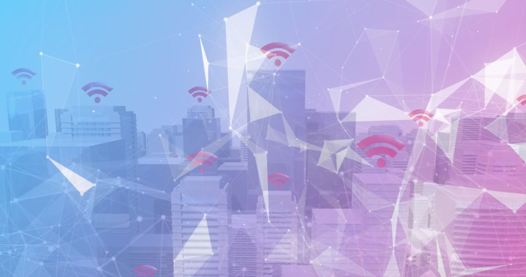 Digital Connectivity Abstract Over Urban Landscape