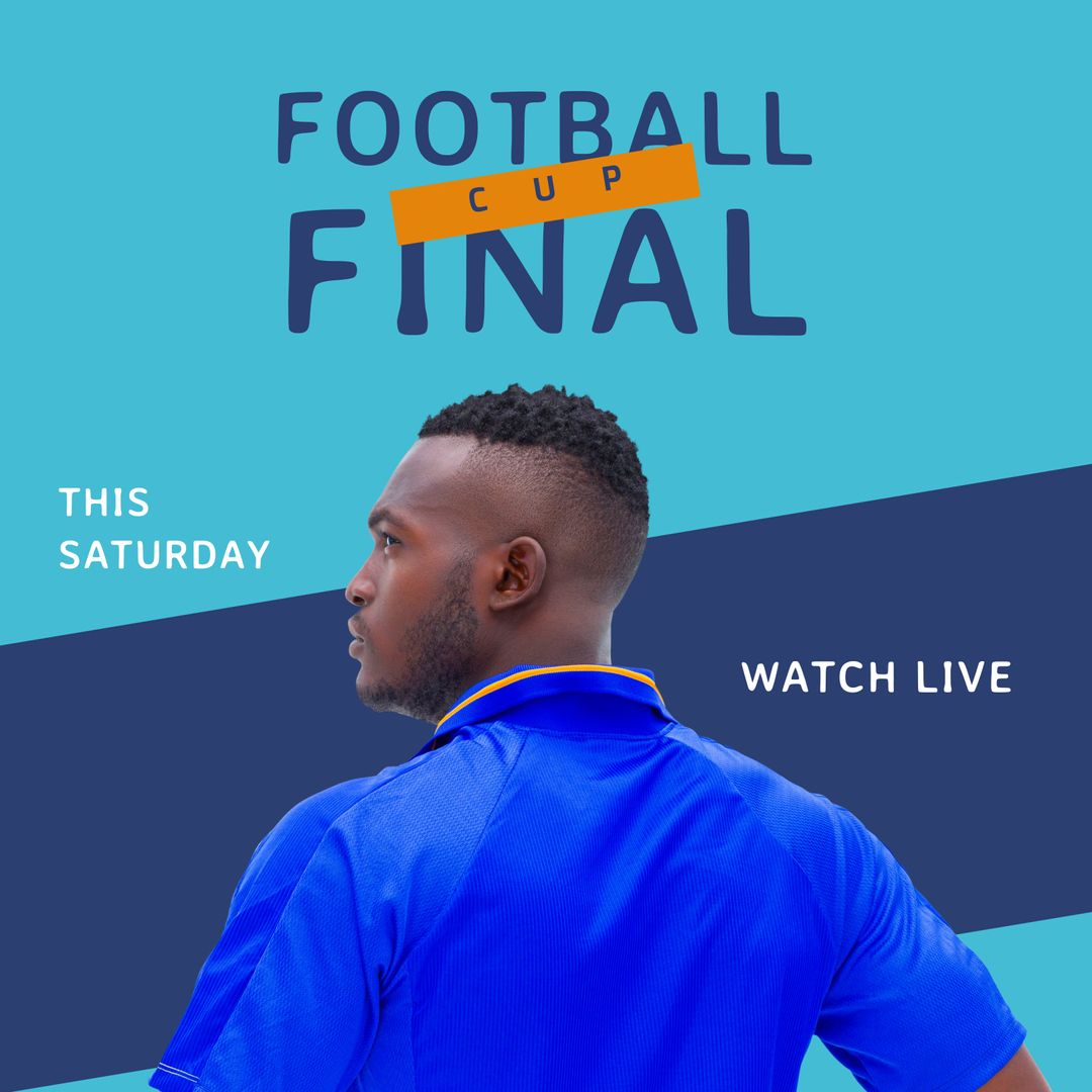 Football Cup Final Campaign Promotion with Player From Back