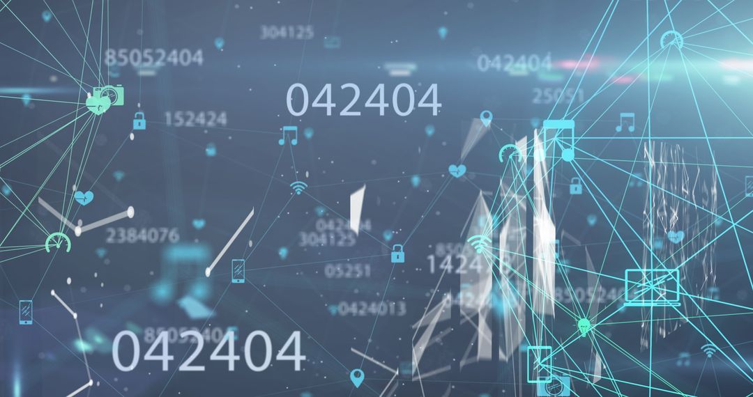 Abstract Interface with Rotating Digital Symbols and Numbers