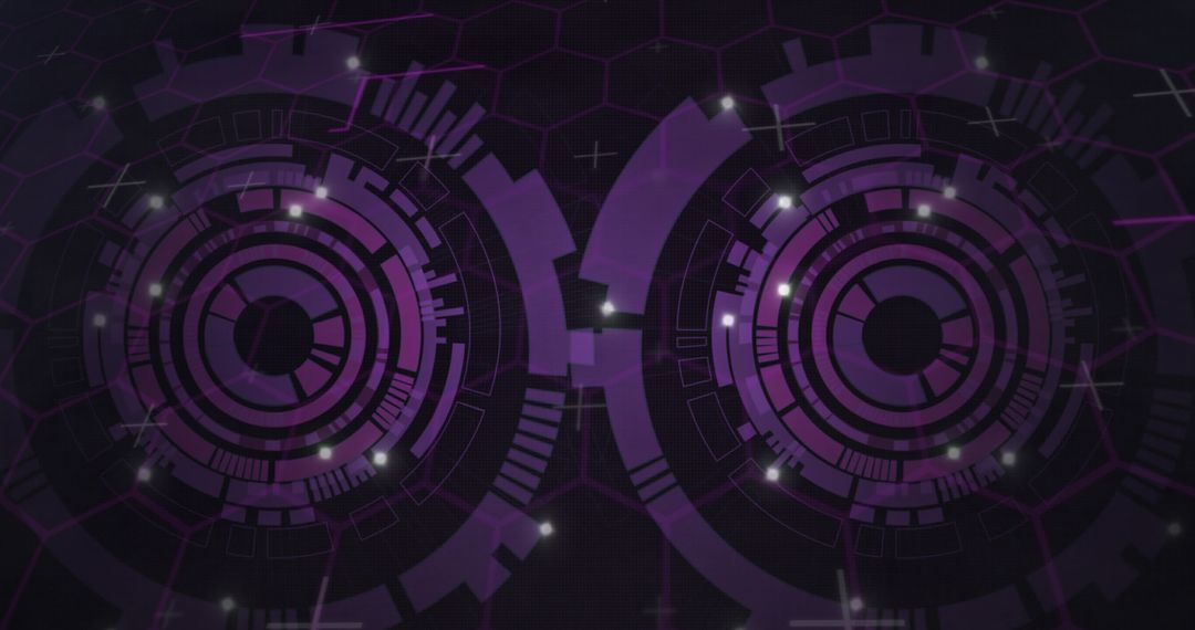 Futuristic Data Processing Graphic with Purple Circuits