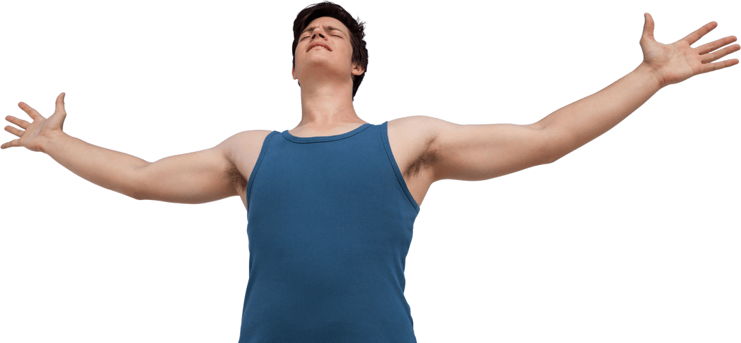 Transparent Man with Arms Outstretched Emphasizing Freedom