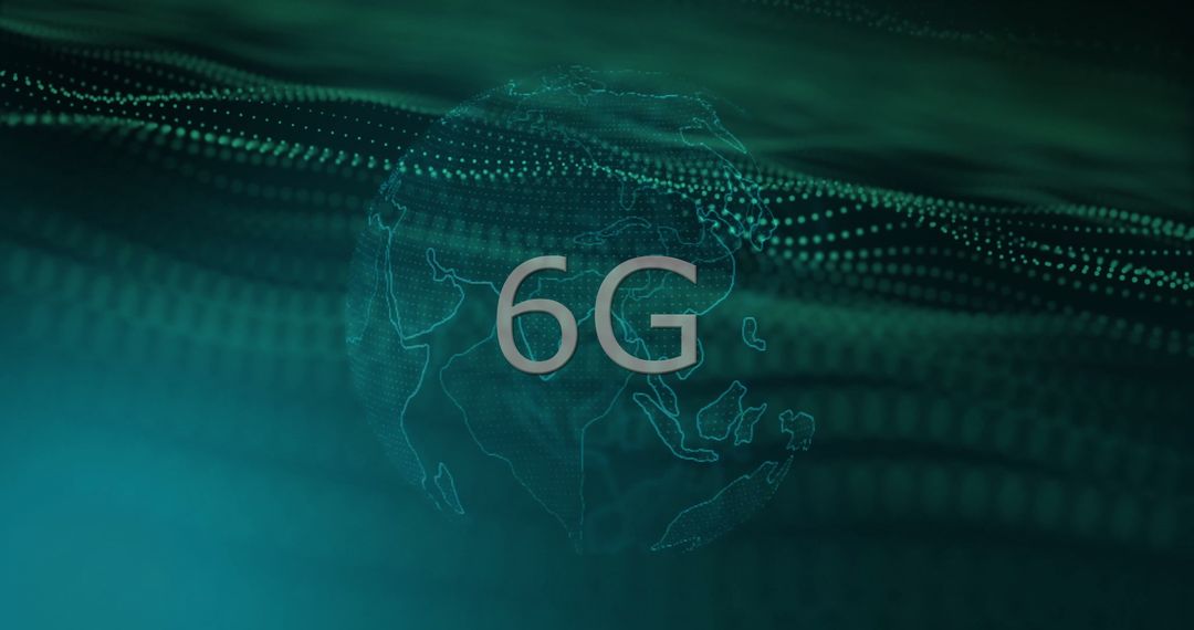 Futuristic 6G Technology Concept with Digital Globe Background