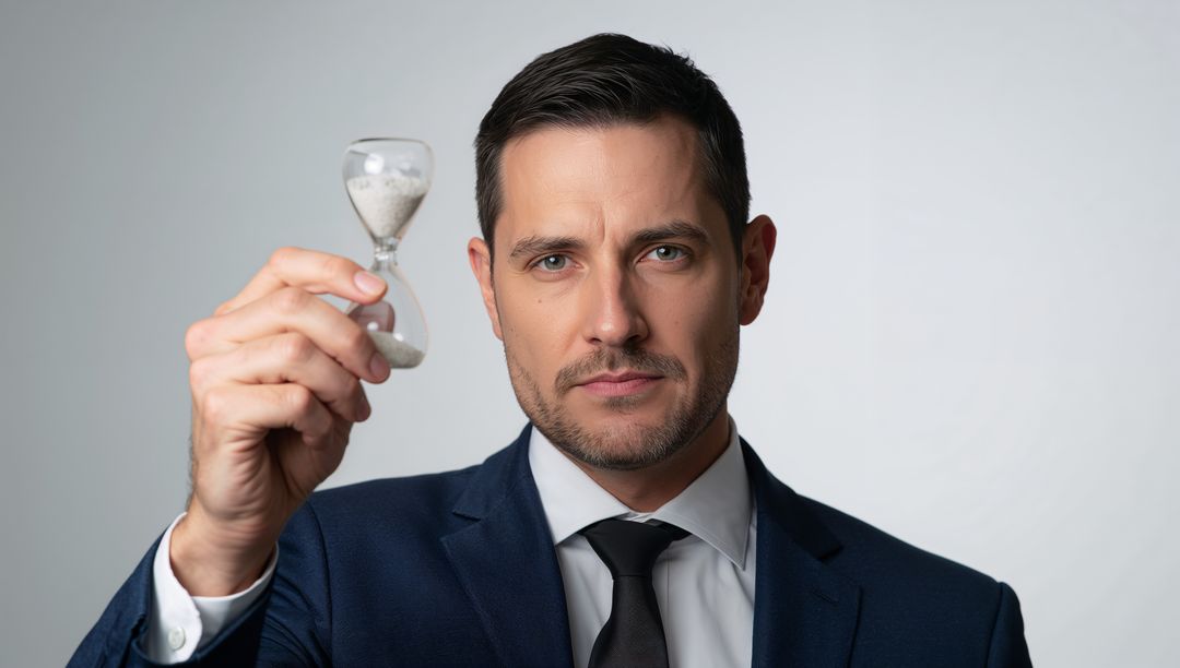 Business Professional Focused with Hourglass Time Concept
