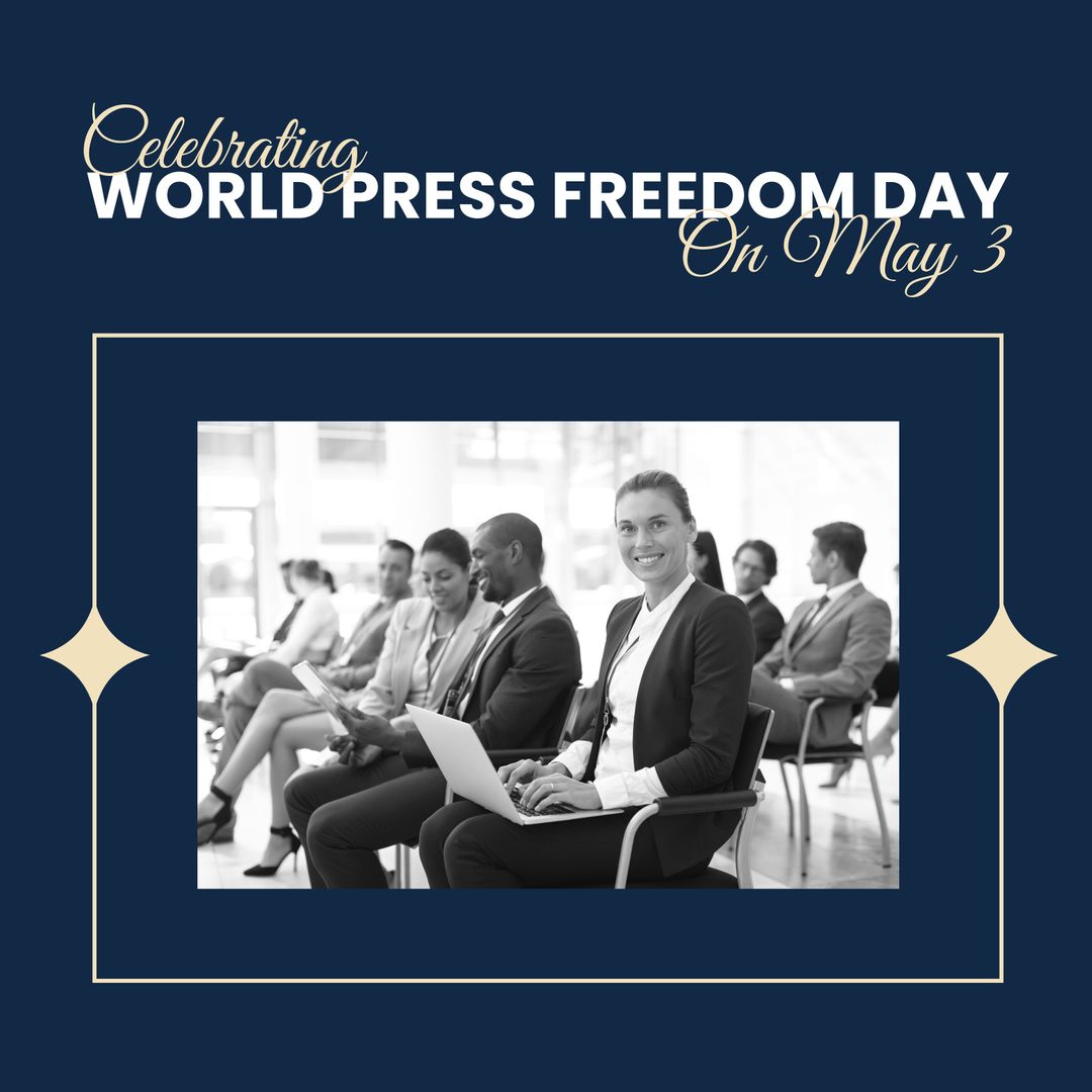 Diverse Business Professionals at Press Conference for World Press Freedom Day