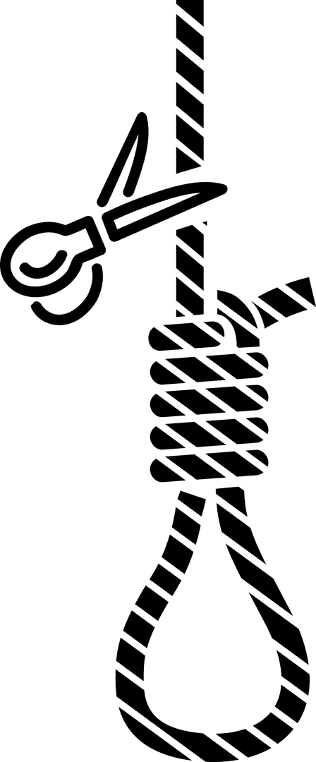 Scissors and Rope Symbolizing Mental Health Challenge on Transparent Background