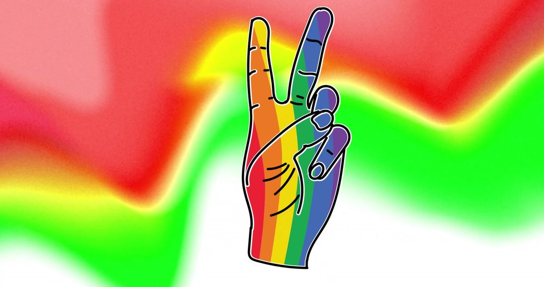 Rainbow Peace Sign with Vibrant Colorful Background